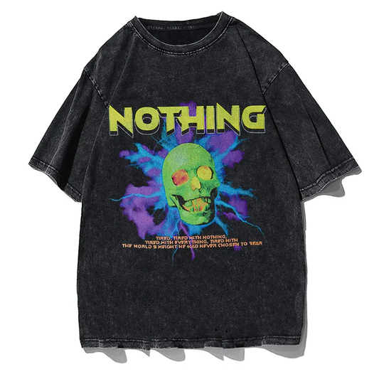 Vintage Horror Skull T-Shirt Men Oversized Hip Hop Rock Streetwear Graphic Tee by Vimost Shop