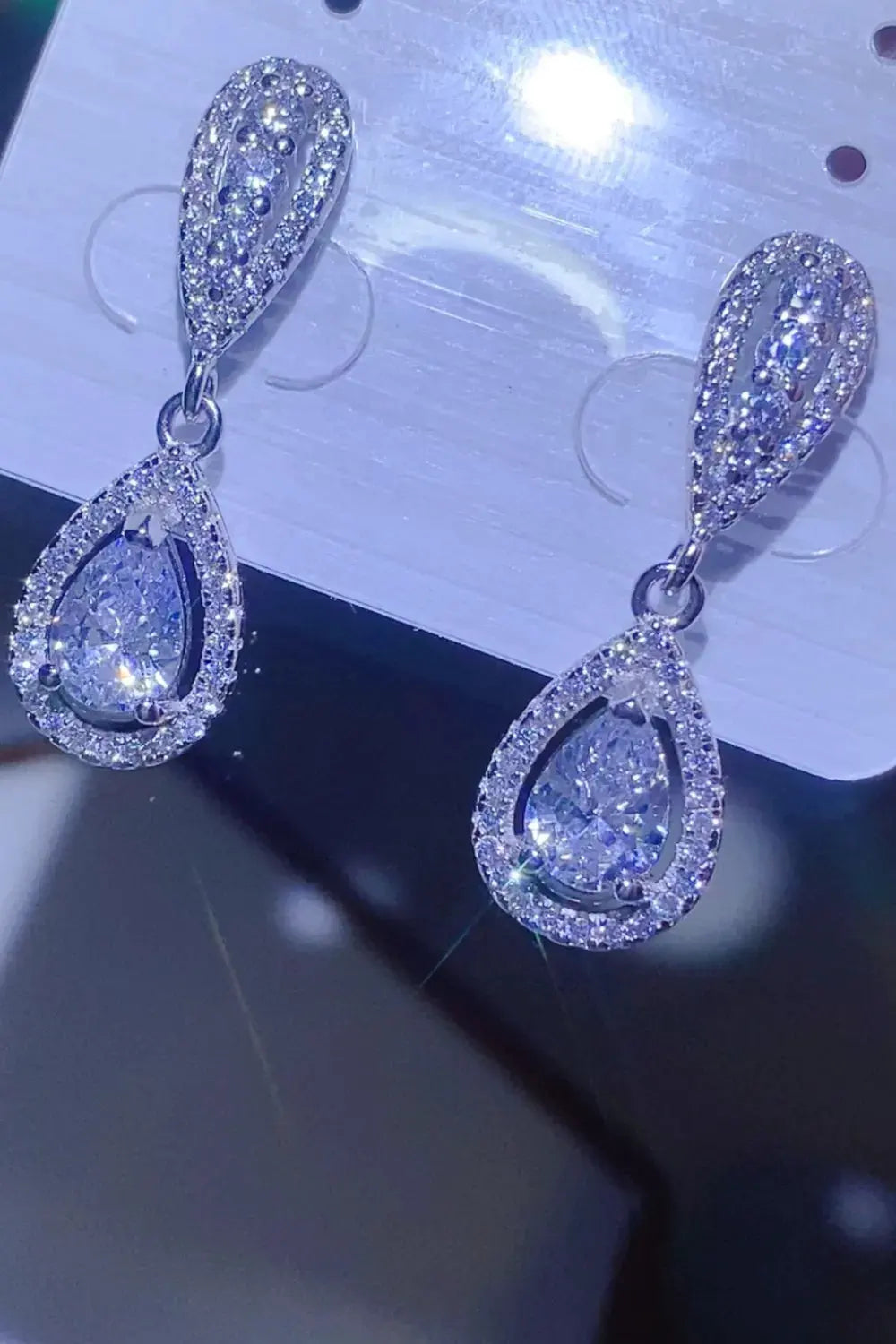 2 Carat Moissanite 925 Sterling Silver Teardrop Earrings by Partner Label