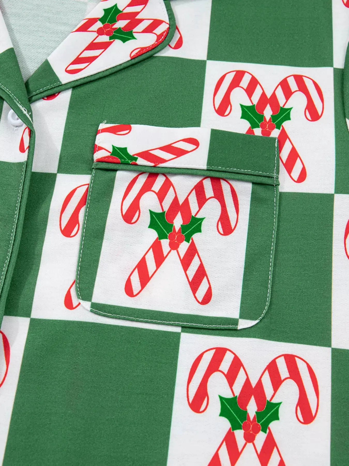 Candy Cane Checkered Pattern 2pcs Pajama Set by Partner Label