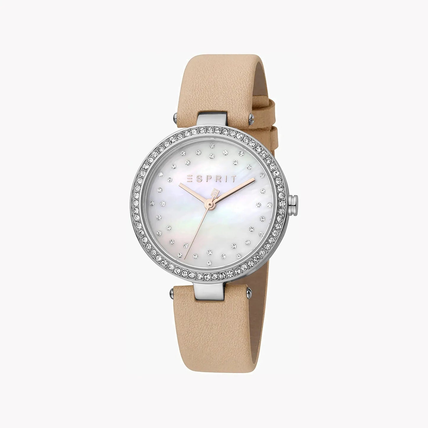 Esprit Women's Beige Leather Watch, White Mother Of Pearls | ES1L199L1015 by ESPRIT
