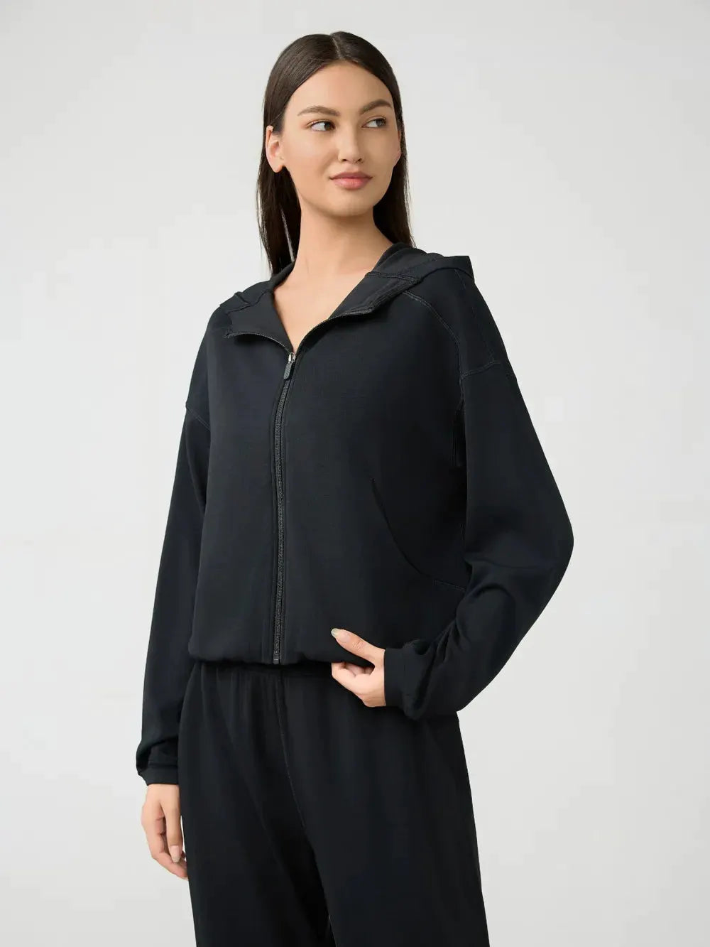 Millennia Zip Up Dropped Shouder Active Hooded by Millennia