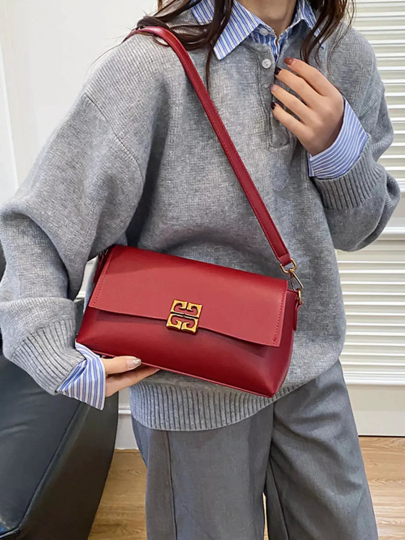 Leather Flap Crossbody Bag by Partner Label