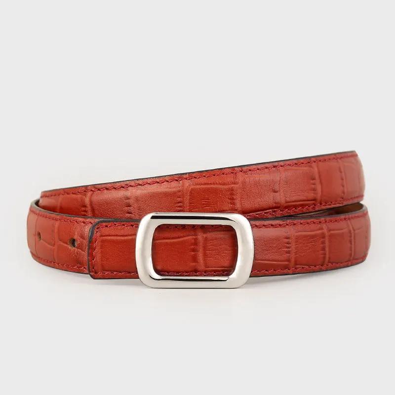 Crocodile Embossed Leather Belt by Trendsi