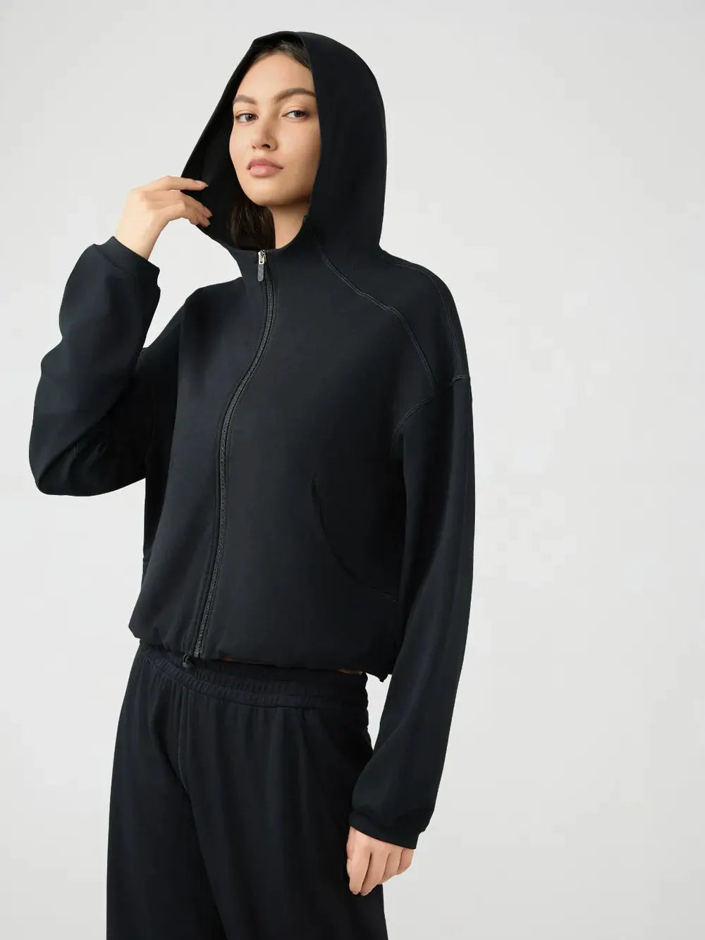 Millennia Zip Up Dropped Shouder Active Hooded by Millennia