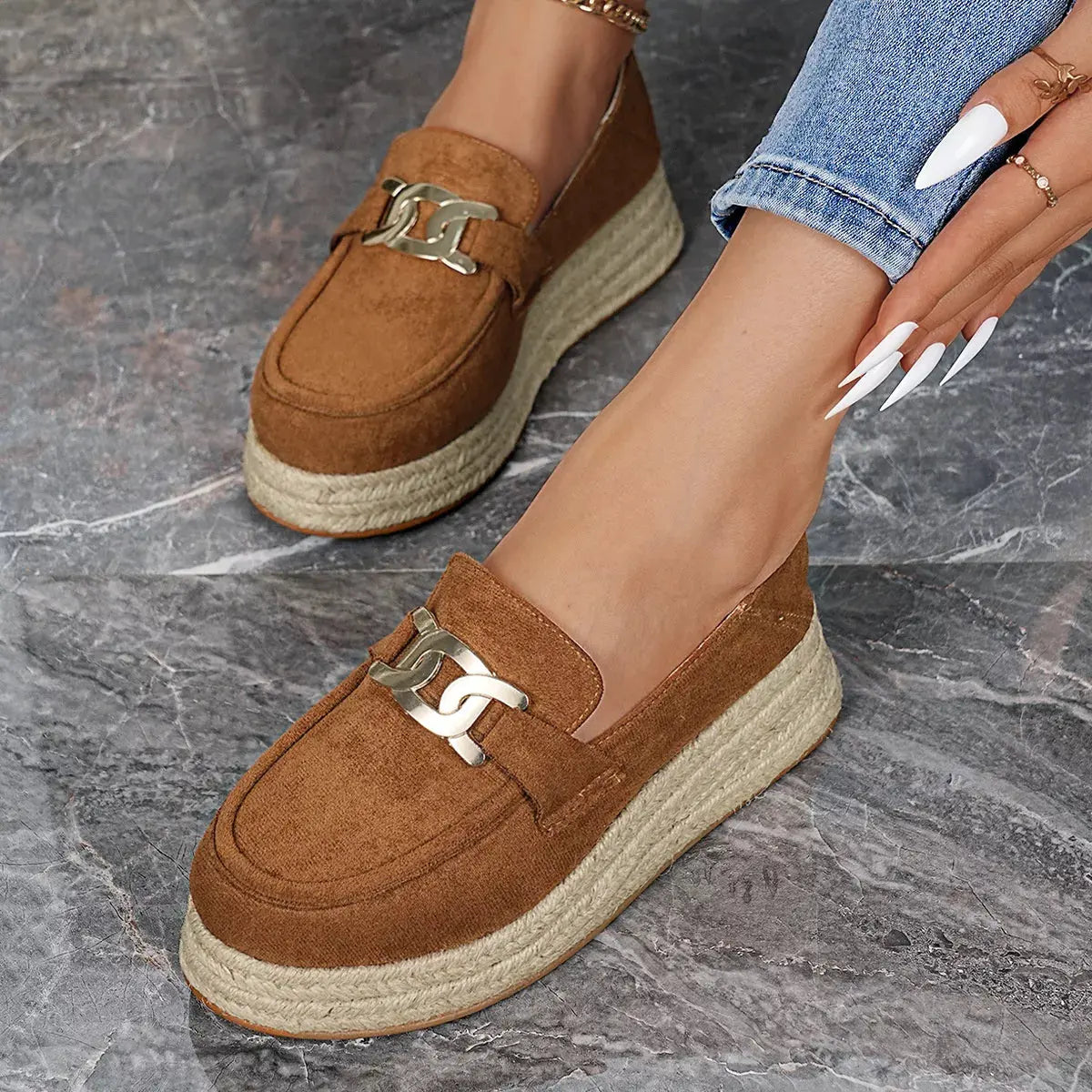 Round Toe Platform Slip-Ons by Partner Label