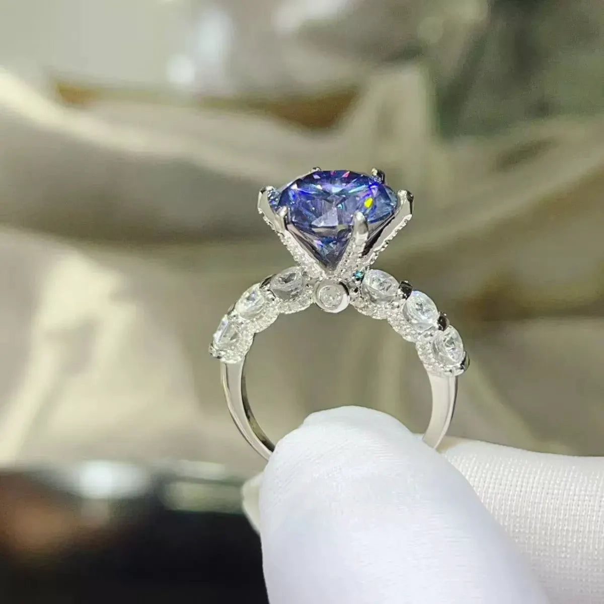 5 Carat Moissanite 6-Prong 925 Sterling Silver Ring by Partner Label