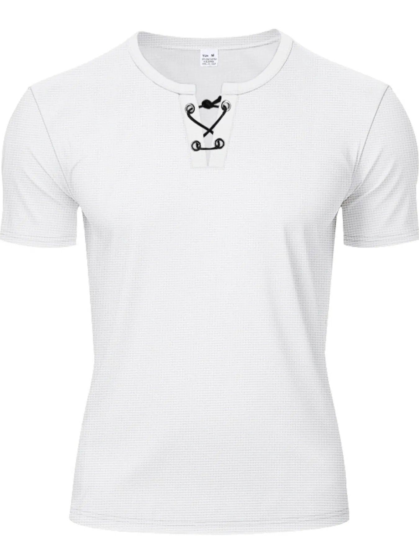 Men's Full Size Lace-Up Neck T-Shirt Plus Size by Trendsi