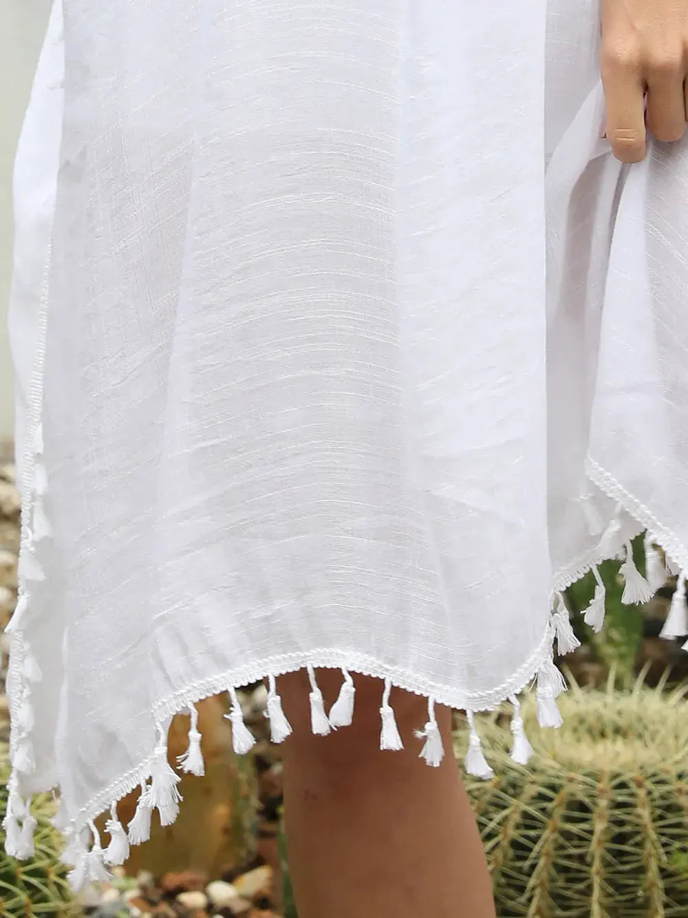 Tassel Cutout Half Sleeve Cover-Up by Partner Labels