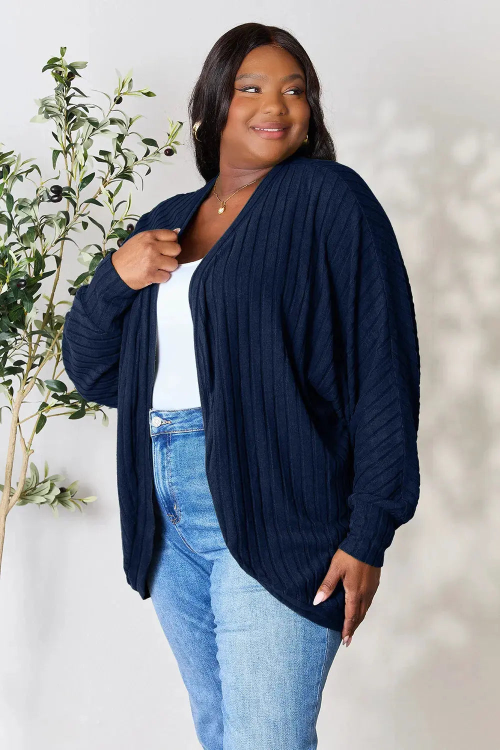 Basic Bae Full Size Ribbed Cocoon Cardigan by Basic Bae