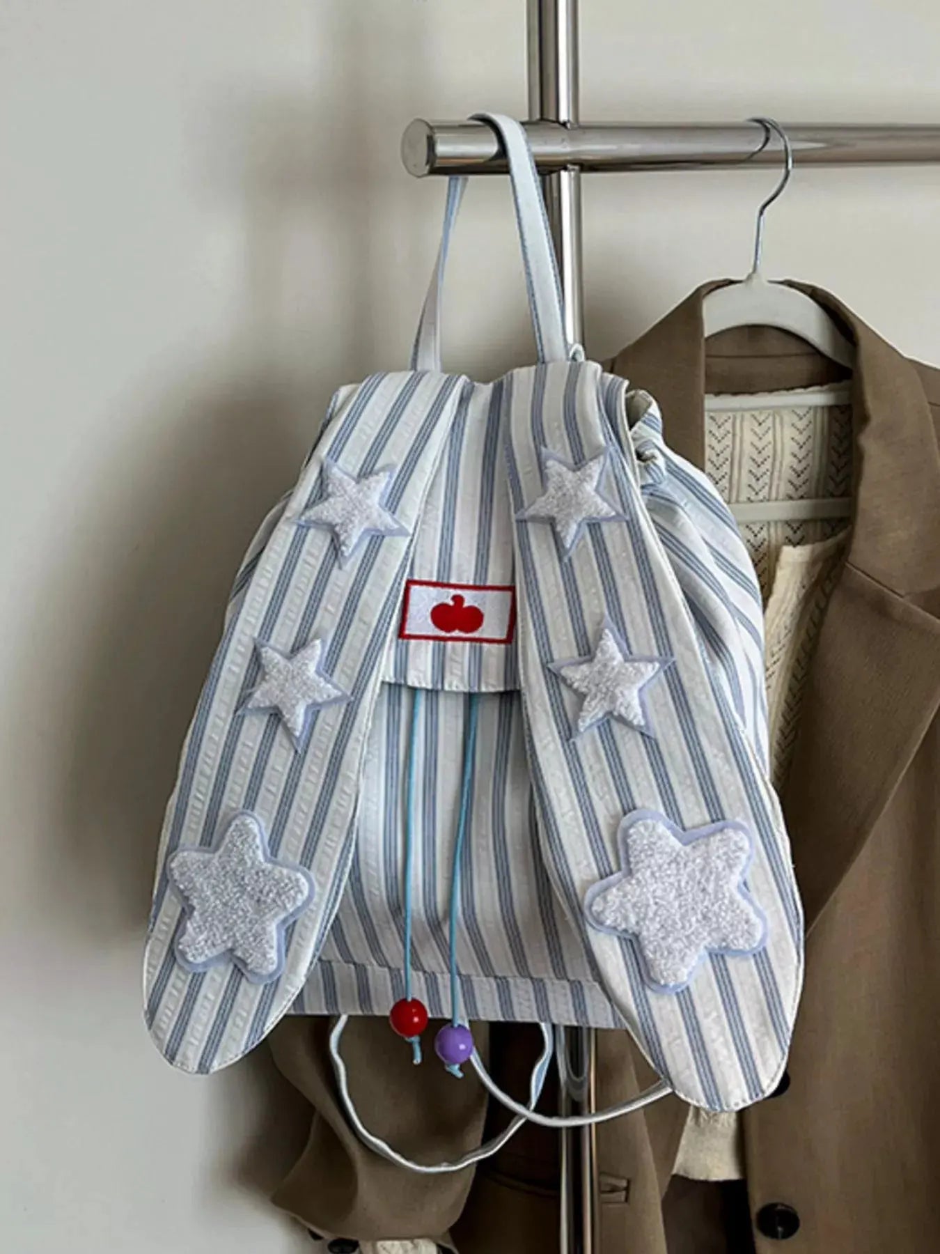 Striped Star Bunny Ear Backpack Bag by Partner Label