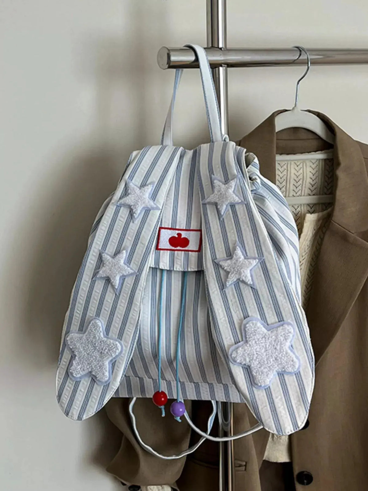 Striped Star Bunny Ear Backpack Bag by Partner Label