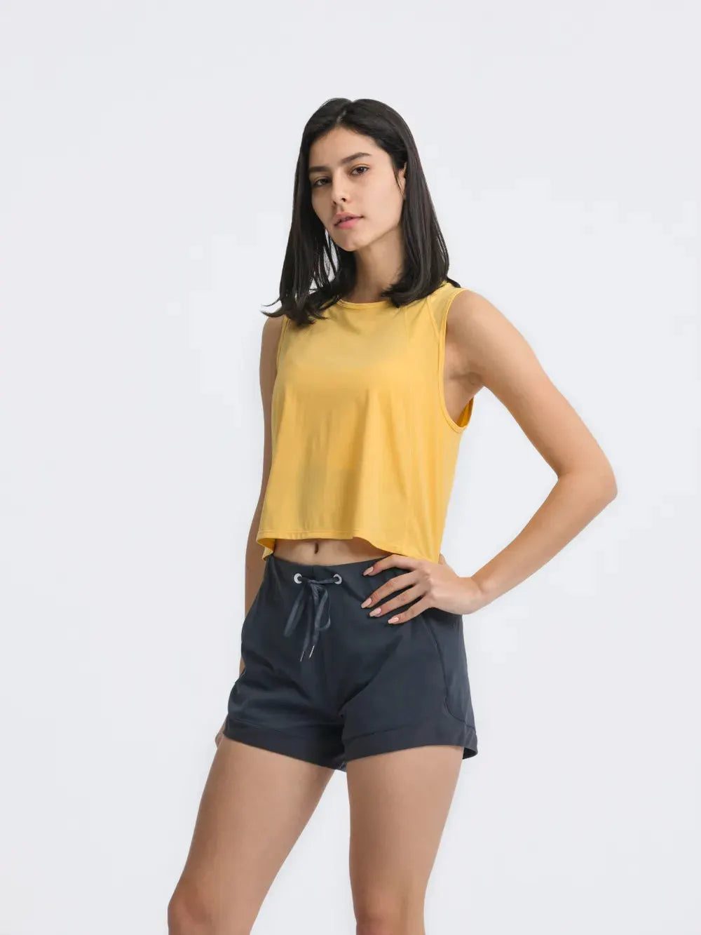Millennia Round Neck Cropped Active Tank by Millennia