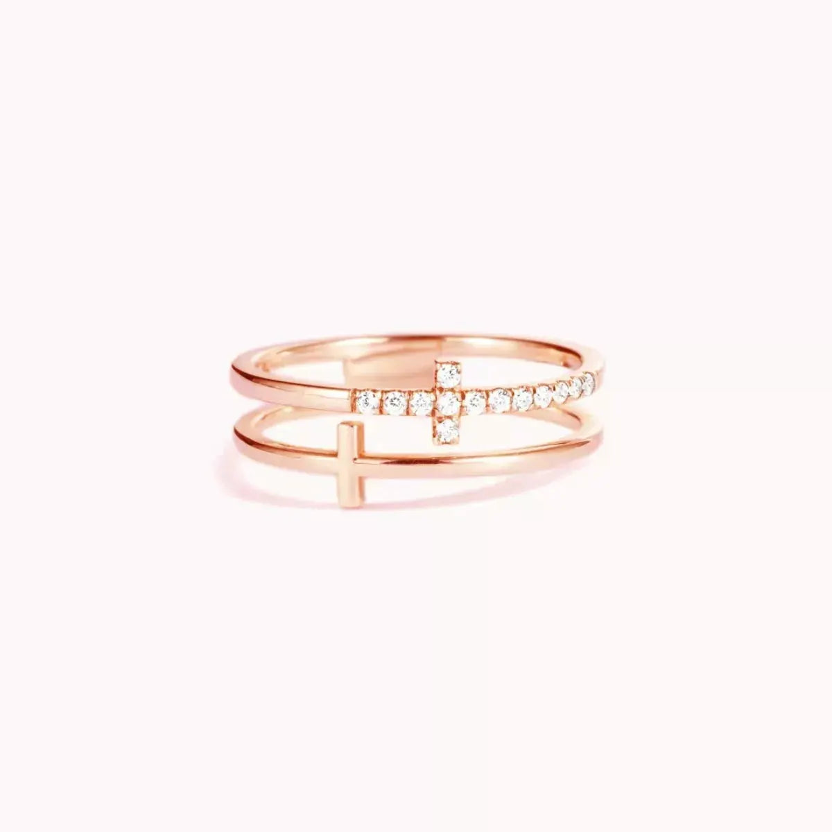 Double Band Cross Ring by Partner Label