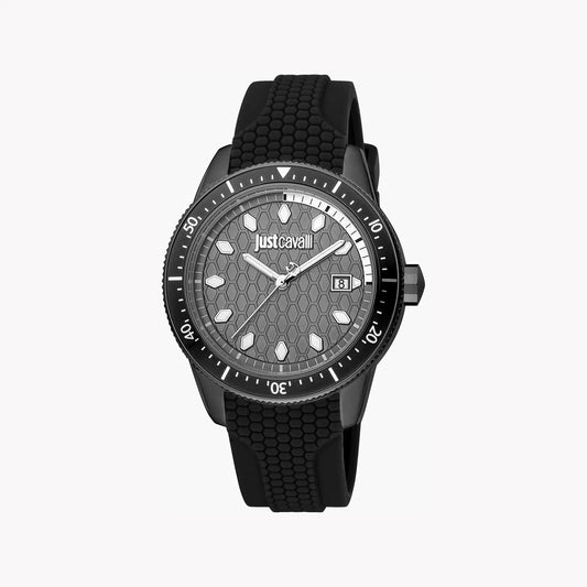 Just Cavalli Men's Black Silicone Watch, Gray Dial | Jc1g179p0045 by JUST CAVALLI