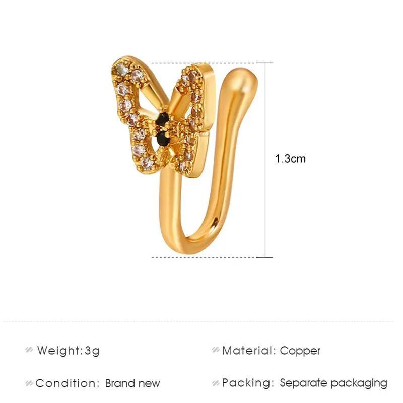 Personalized U-Shaped Diamond-Studded Butterfly European And American Non-Hole Nose Clip by Maiden-Art