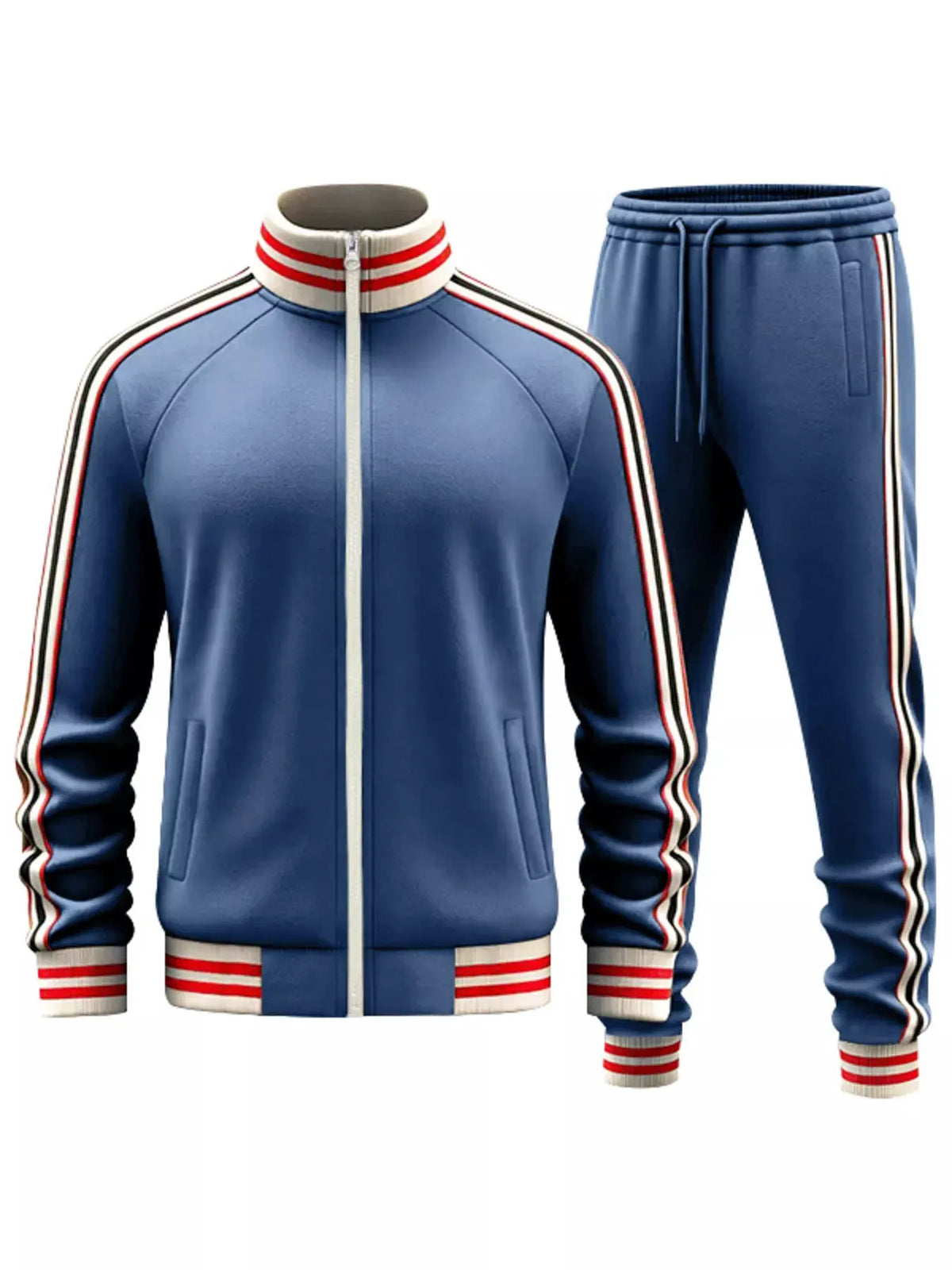 Men's Full Size Striped Zip Up Outerwear and Pants Plus Size by Partner Label