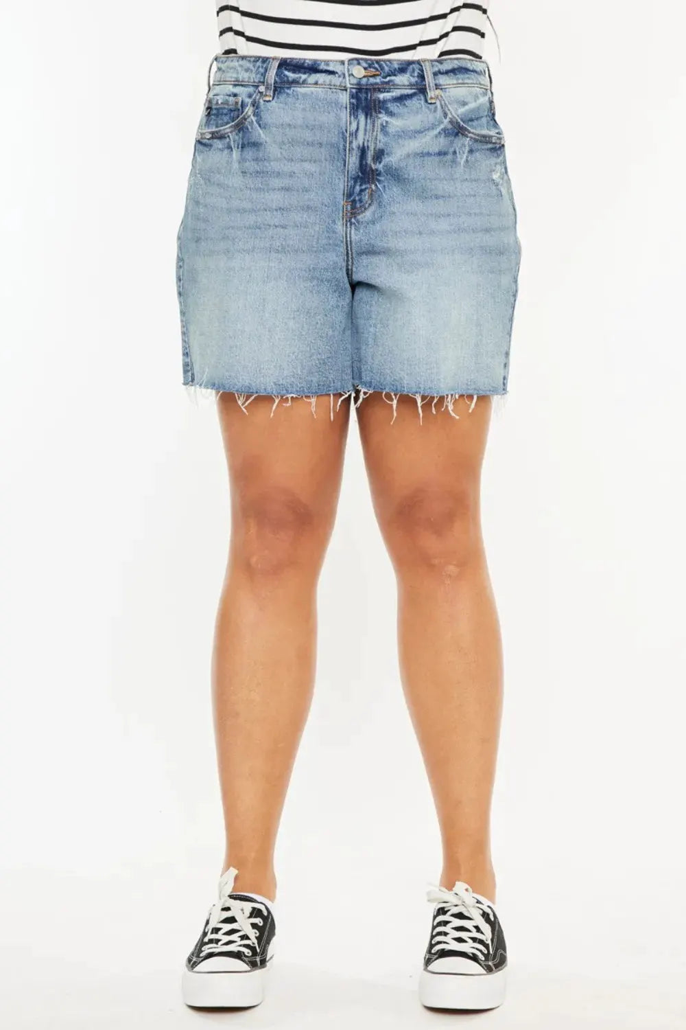 Kancan Full Size Raw Hem High Waist Denim Shorts by Kancan