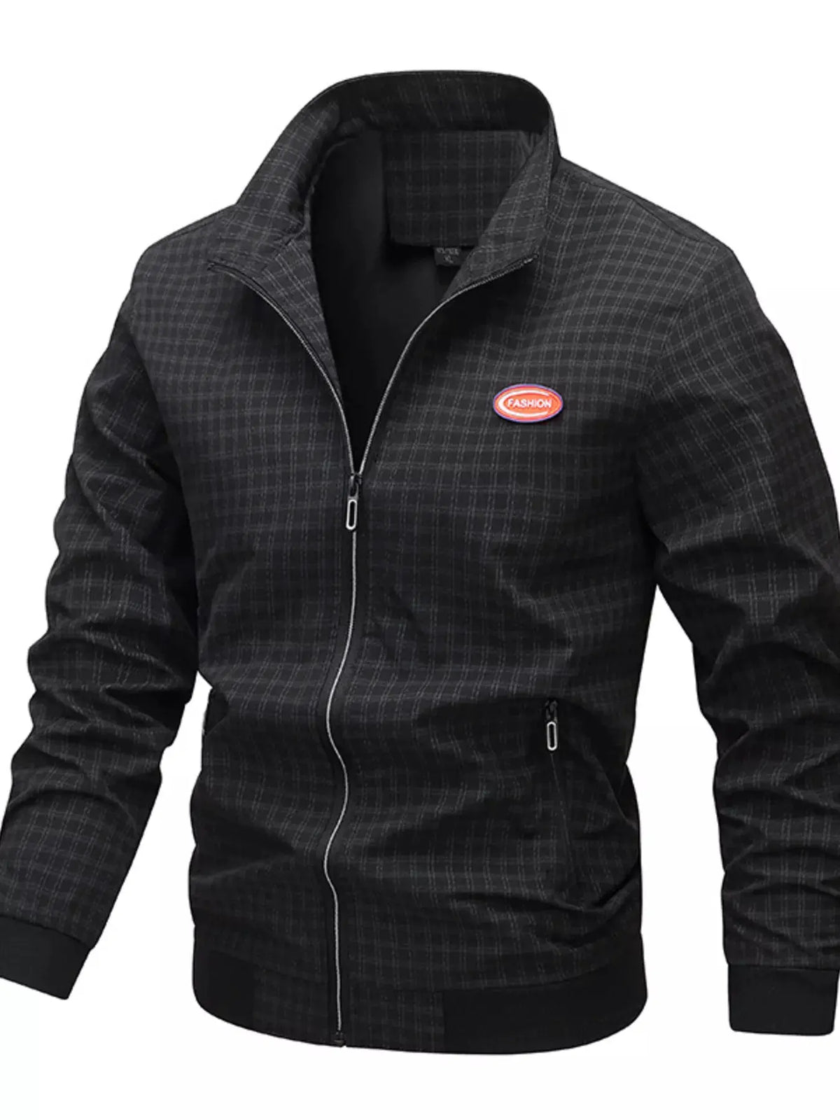 Men's Plus Size Plaid Lightweight Zip-Up Jacket by Partner Label