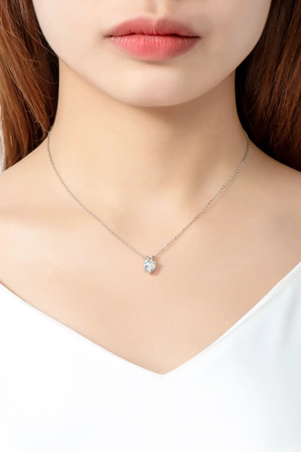 1 Carat Moissanite Heart-Shaped Pendant Necklace by Partner Labels