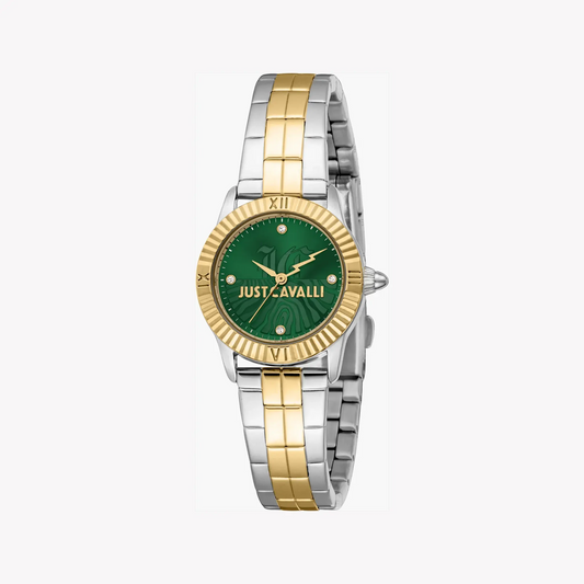 Just Cavalli Women's Two-Tone Watch, Dark Green Dial | Jc1l328m0085 by JUST CAVALLI