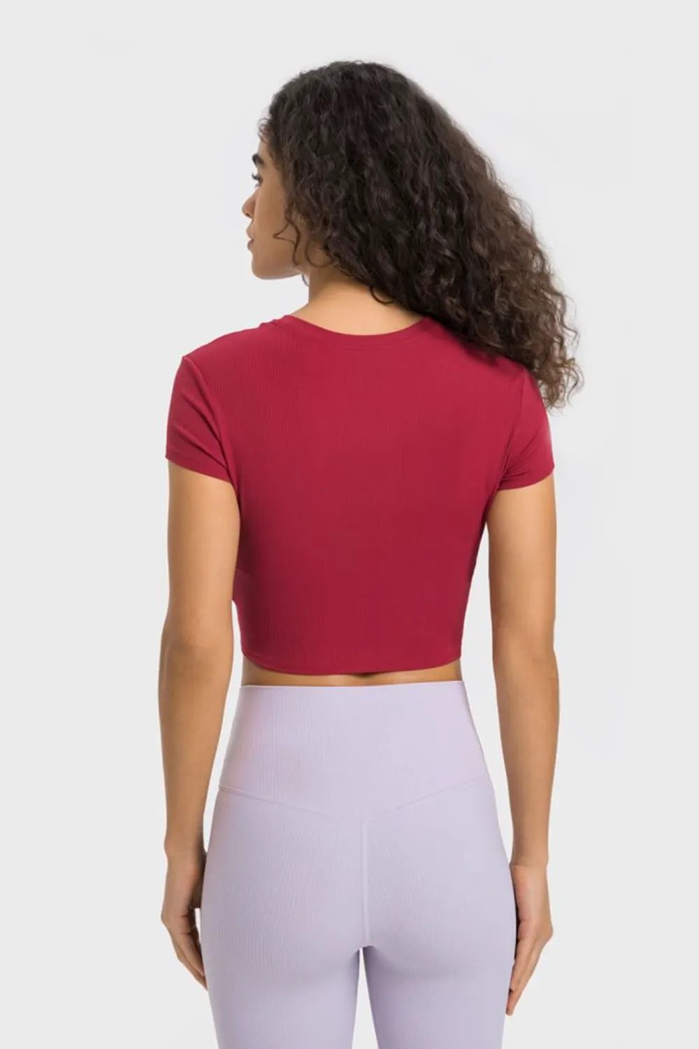 Millennia Round Neck Short Sleeve Cropped Sports T-Shirt by Millennia