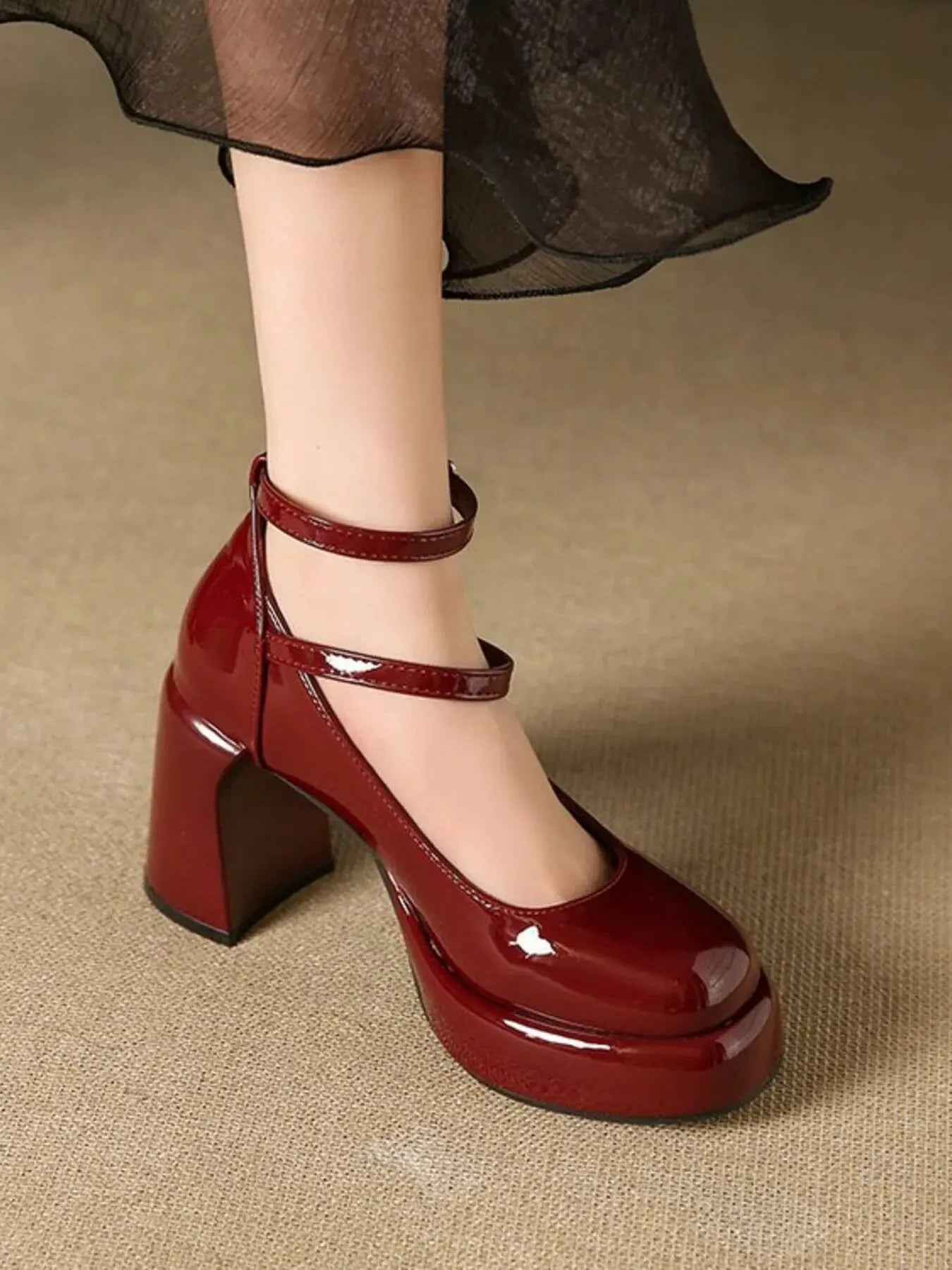 Patent Leather Mary Jane Platform Pumps by Partner Label
