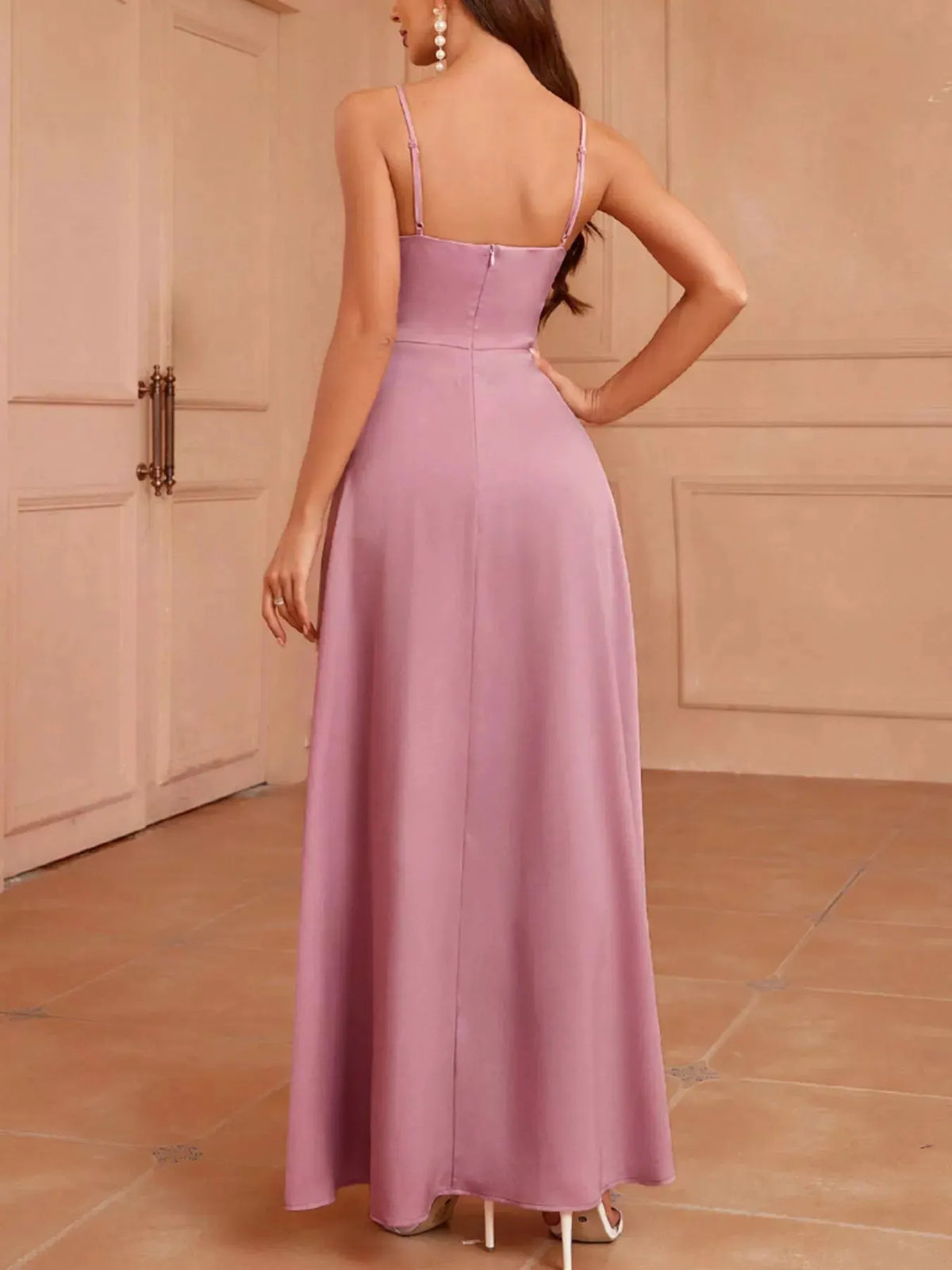 Slit Spaghetti Strap Maxi Dress by Partner Label