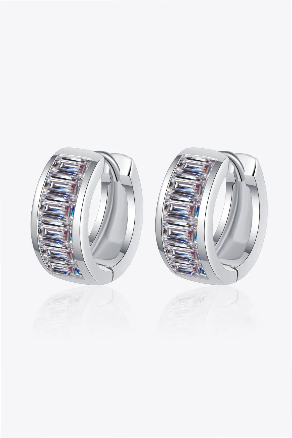 1.8 Carat Moissanite 925 Sterling Silver Huggie Earrings by Partner Label