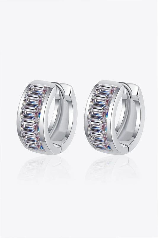 1.8 Carat Moissanite 925 Sterling Silver Huggie Earrings by Partner Label