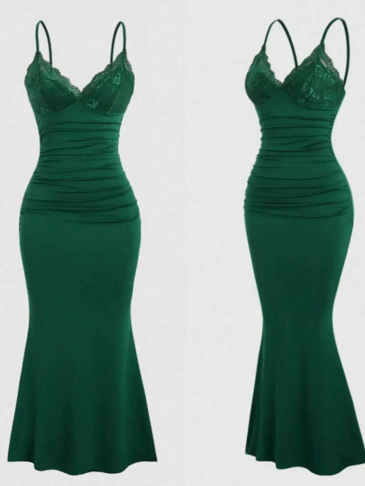 Lace Trim Ruched Mermaid Dress by Partner Label