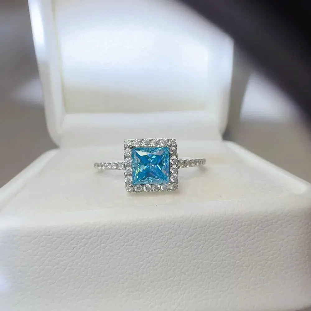 2 Carat Moissanite 925 Sterling Silver Square Shape Ring by Partner Label