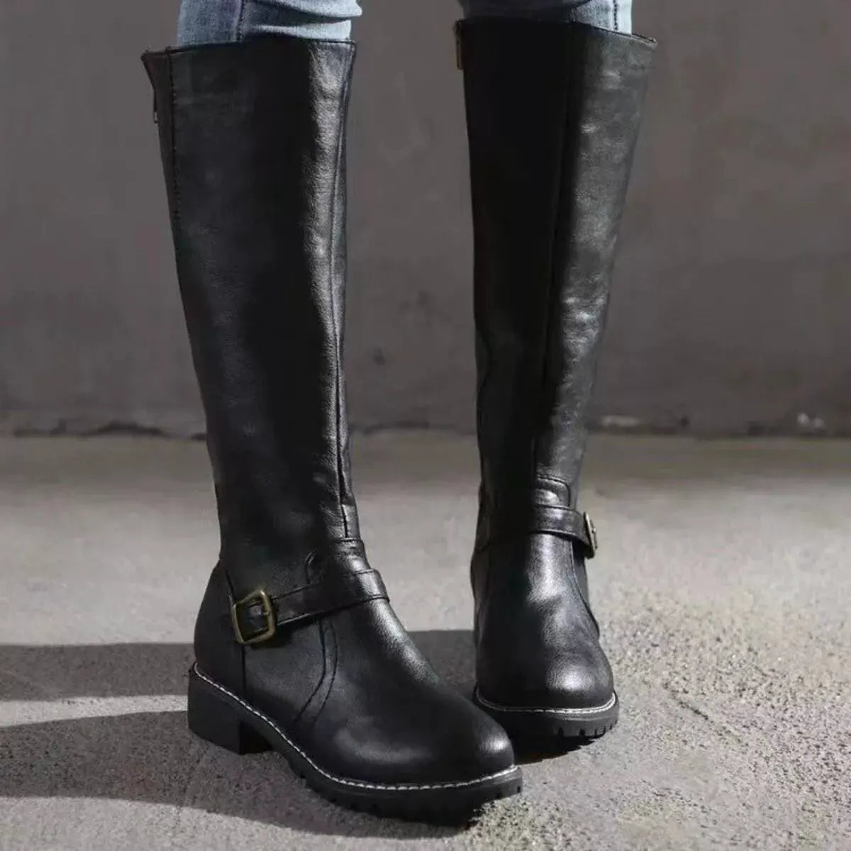 Round Toe Block Heels Boots by Partner Label