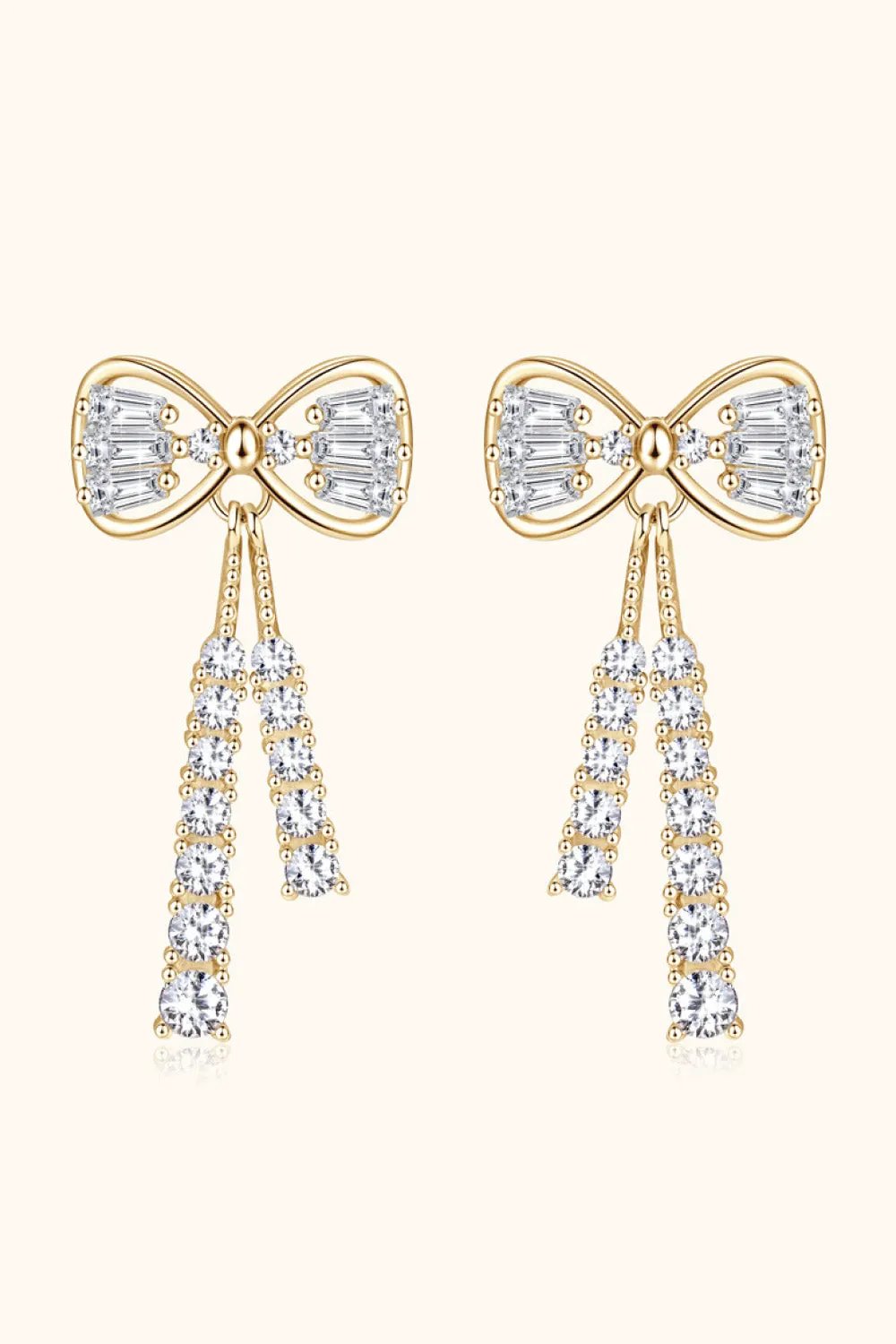 1.12 Carat Moissanite 925 Sterling Silver Bow Earrings by Partner Label