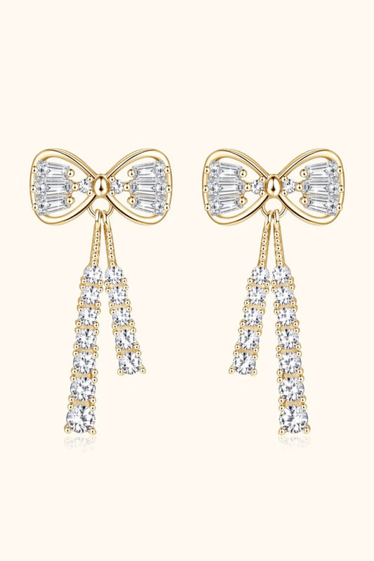 1.12 Carat Moissanite 925 Sterling Silver Bow Earrings by Partner Label
