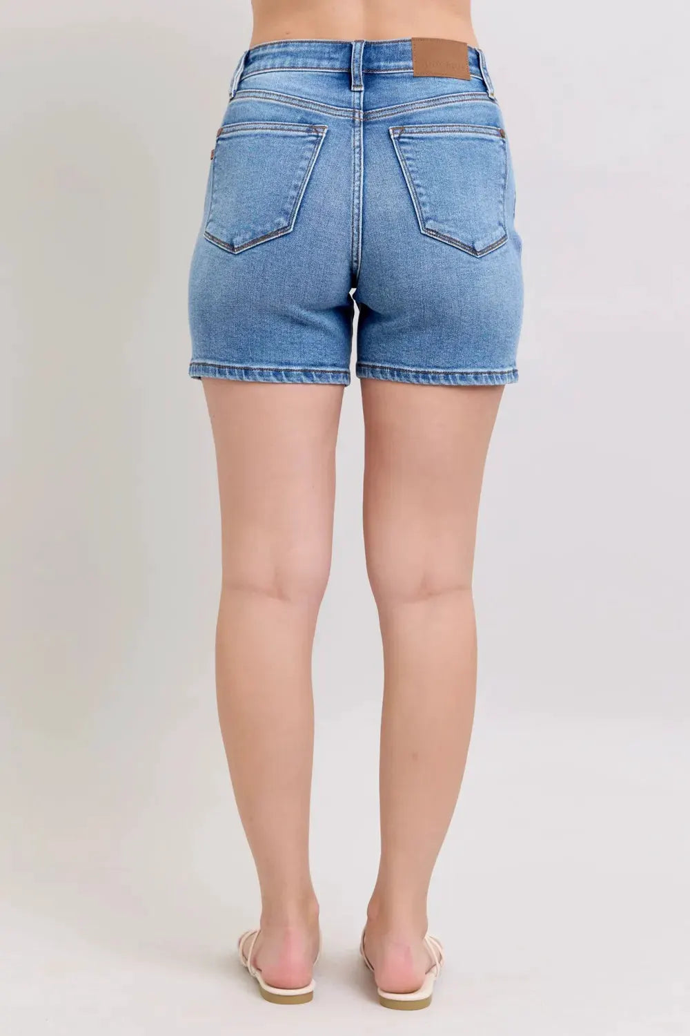 Judy Blue Full Size 2 Button Denim Shorts with Pockets Plus Size by Judy Blue