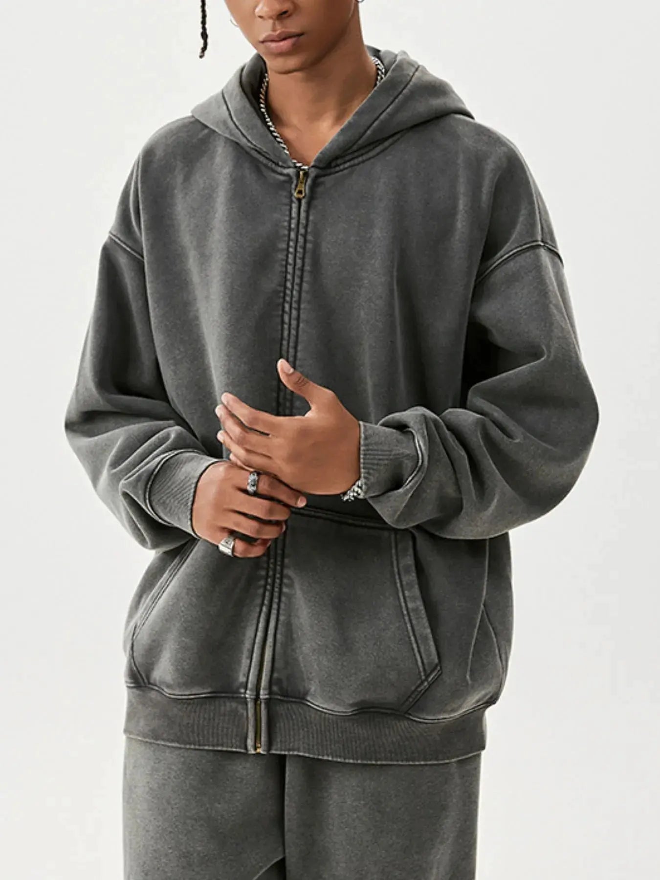 Men's Zip Up Long Sleeve Hoodie by Partner Label
