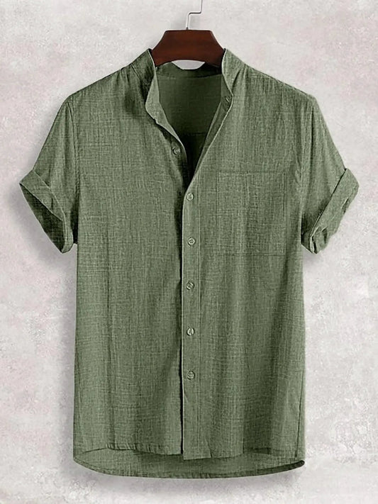 Men's Full Size Casual Button Up Short Sleeve Shirt Plus Size by Trendsi