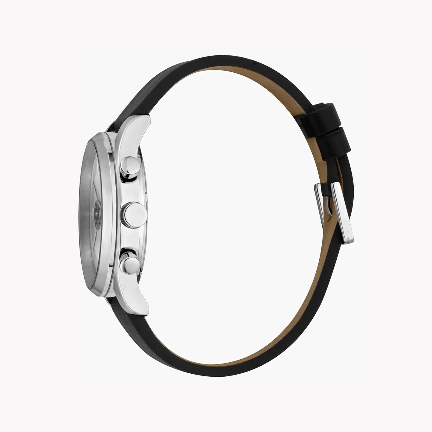 Esprit Men's Black Leather Watch, Silver Dial | ES1G210L0015 by ESPRIT