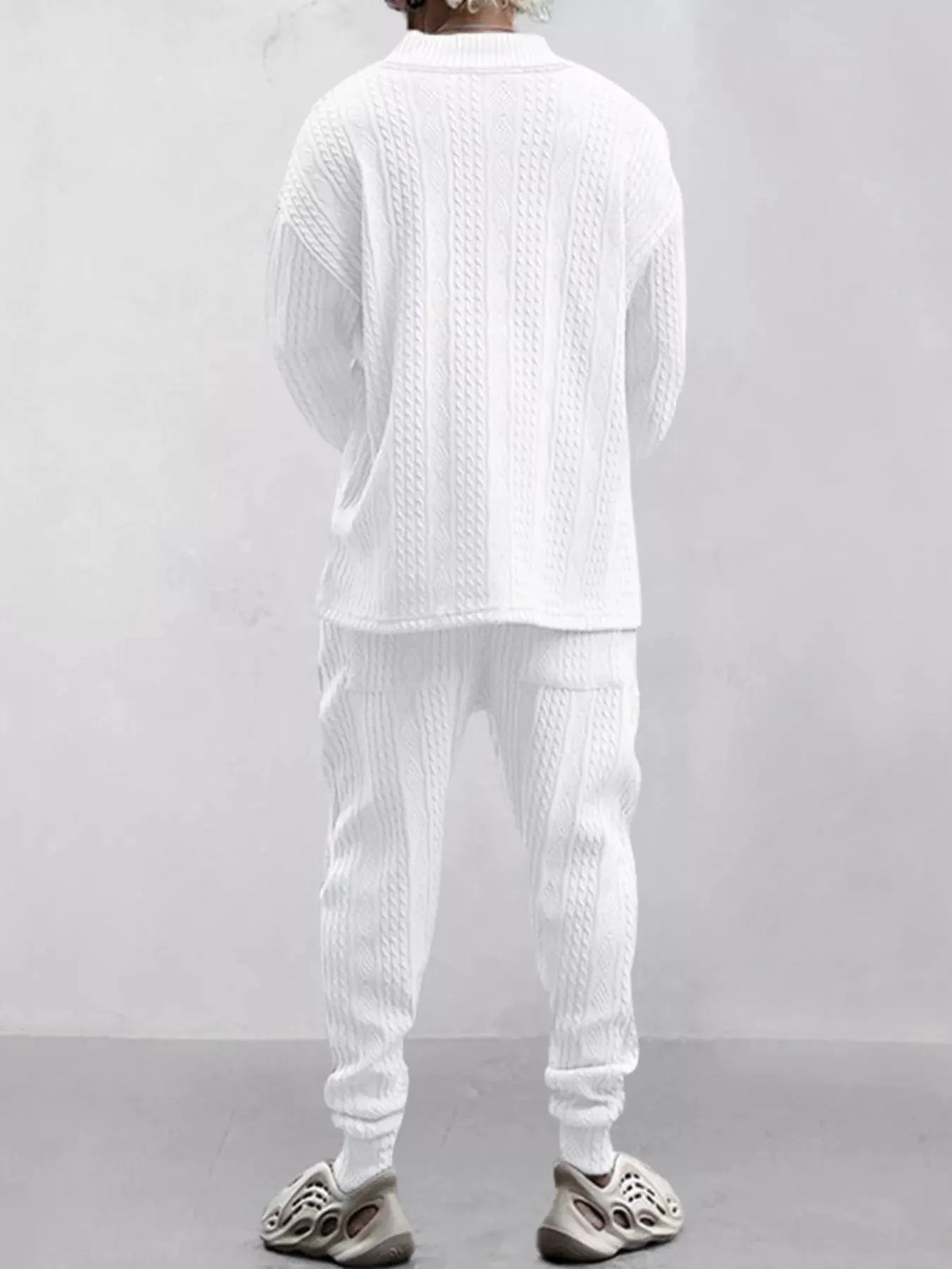 Men's Full Size Texture Knit Dropped Shoulder Top and Pants Set Plus Size by Trendsi