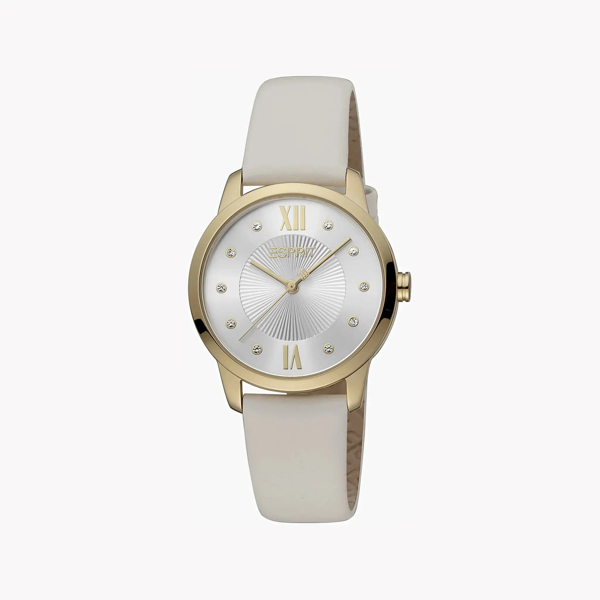 Esprit Women's Beige Leather Watch, Silver Dial | Es1l208m0035 by ESPRIT
