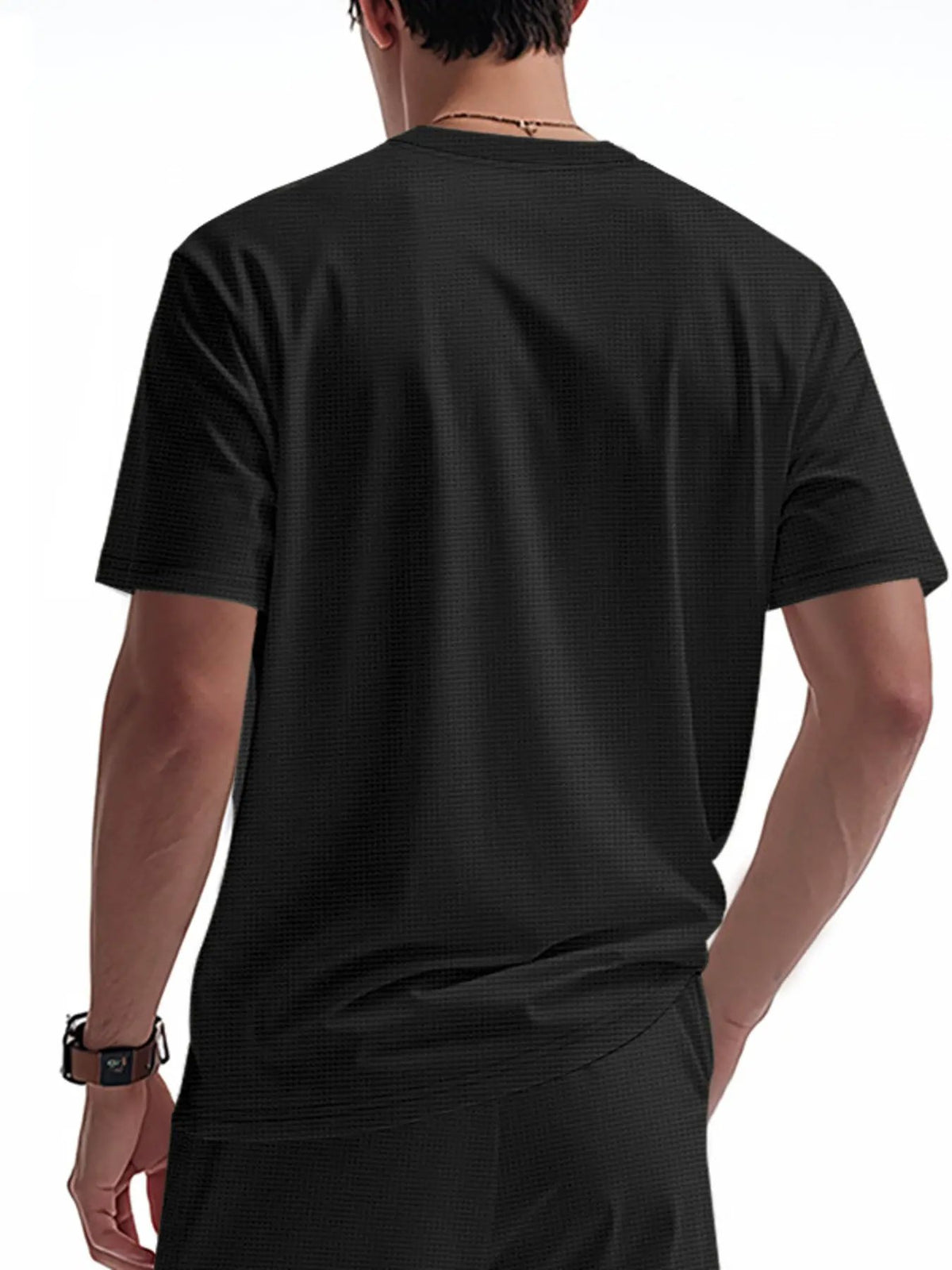 Men's Full Size Lace-Up Neck T-Shirt Plus Size by Trendsi