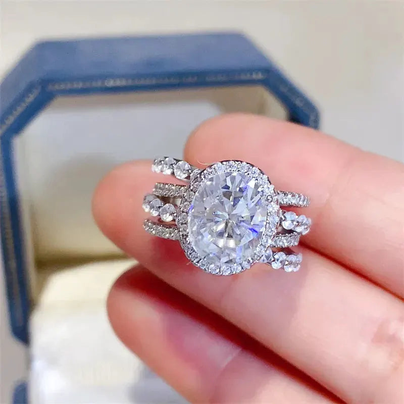 3 Carat Moissanite 925 Sterling Silver Layered Ring by Partner Label