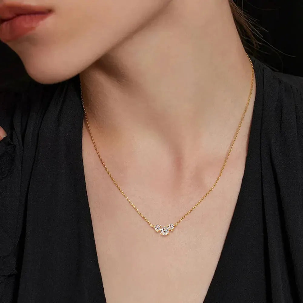 925 Sterling Silver Inlaid Moissanite Necklace by Partner Label