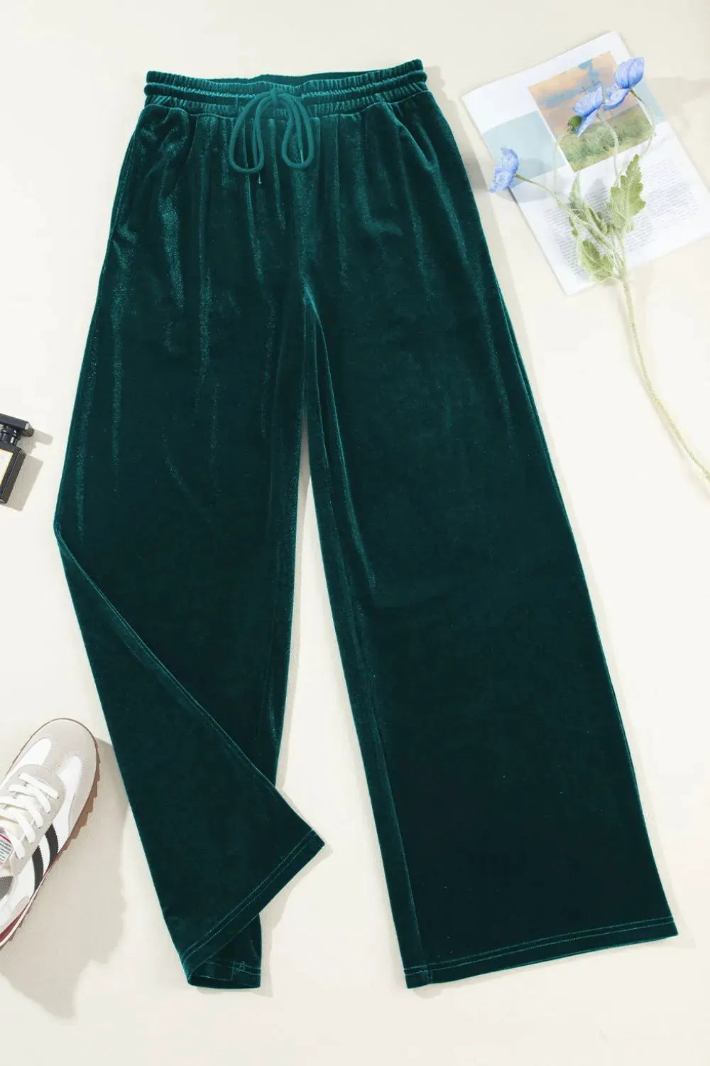 Drawstring Waist Wide Leg Active Pants by Partner Label