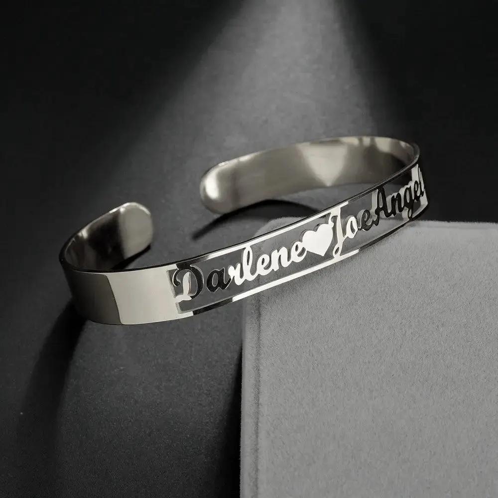Customized Name Bracelet Personalized Custom Bangles Stainless Steel Jewelry by Maiden-Art