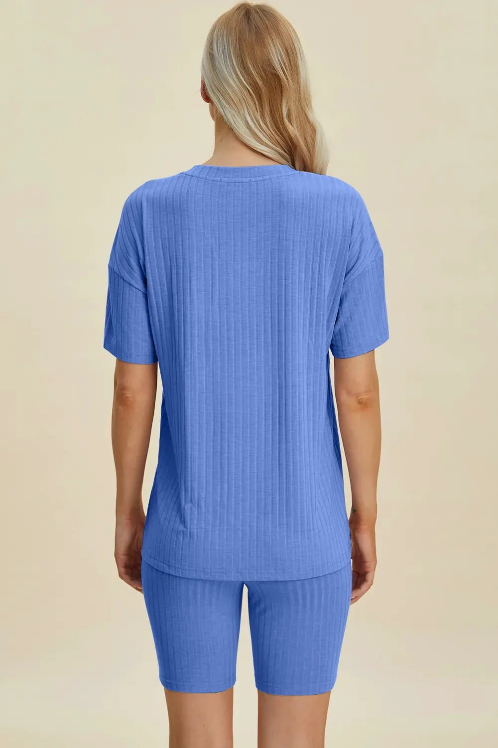 Basic Bae Full Size Ribbed V-Neck Short Sleeve Top and Shorts Set by Basic Bae