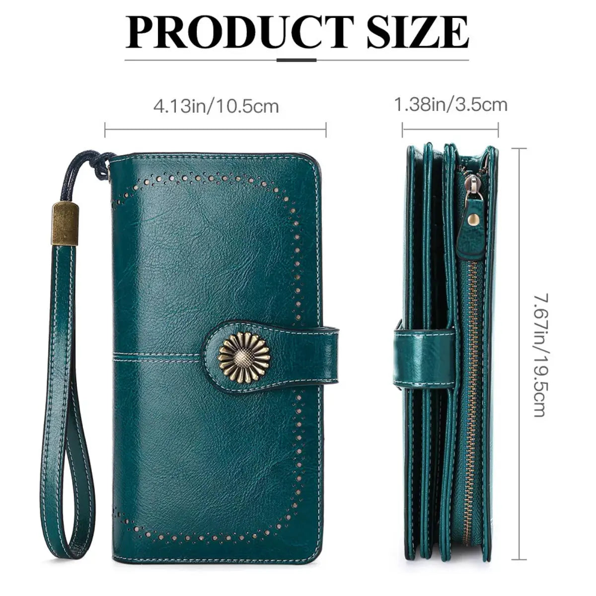Vintage Style Leather Long Wallet by Partner Label