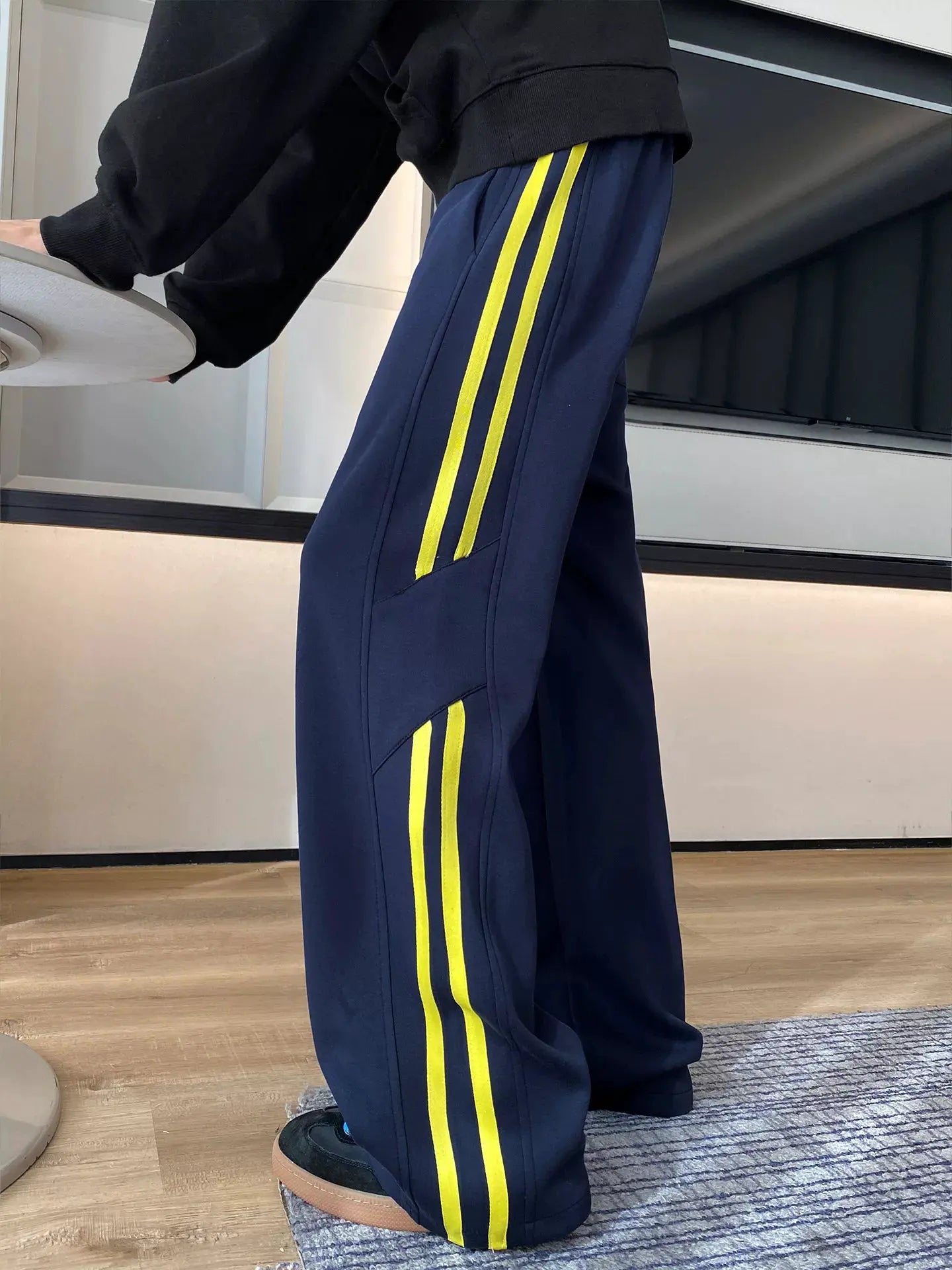 Men's Plus Size Striped Wide-Leg Casual Pants by Partner Label