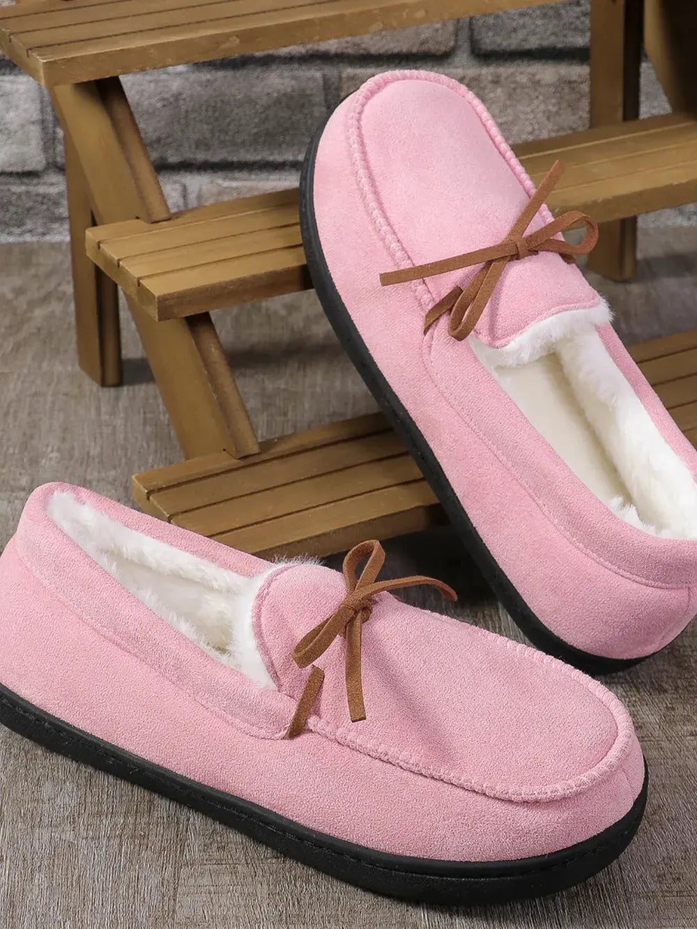Bow Round Toe Flat Slip-Ons by Partner Label