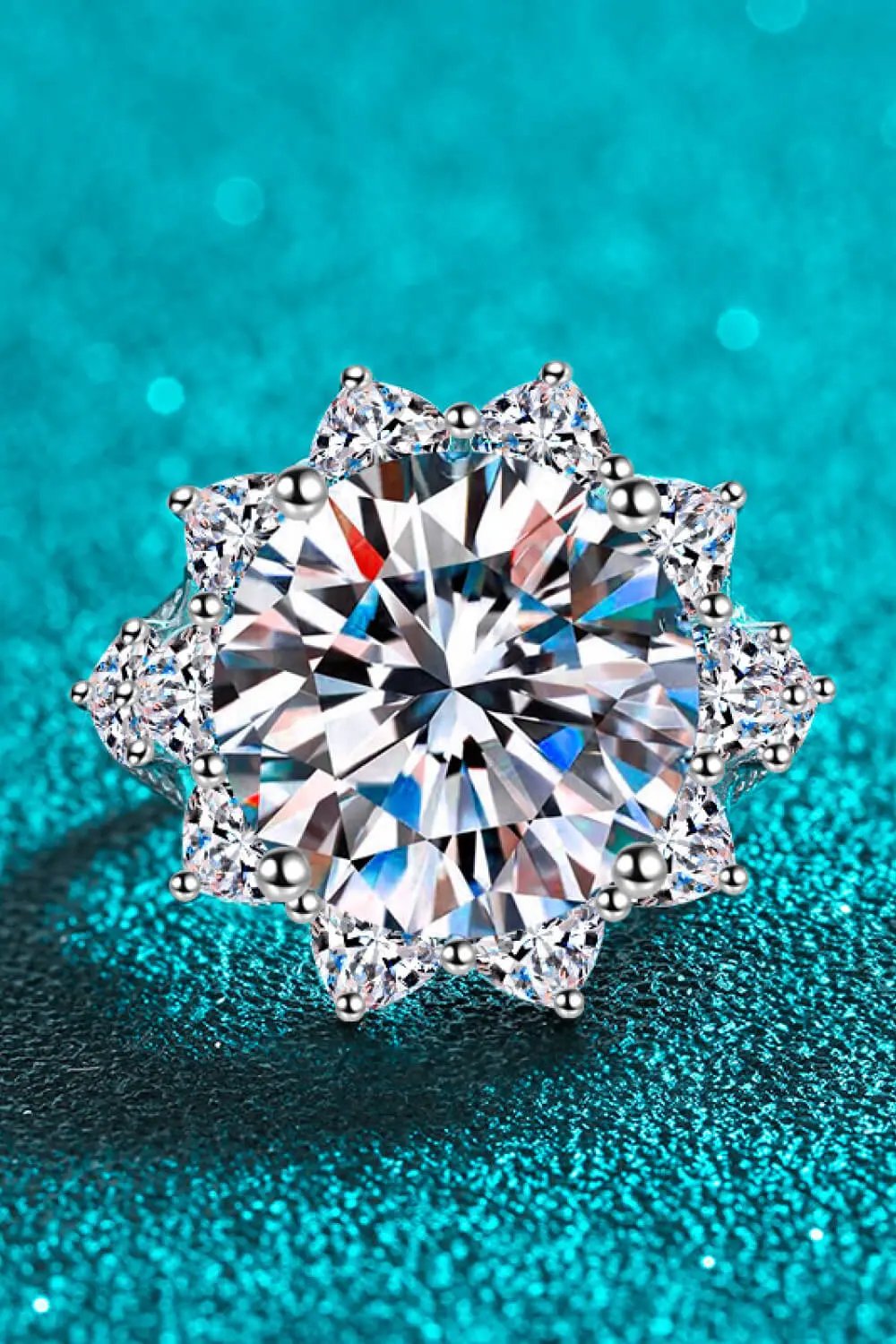 10 Carat Moissanite Flower-Shaped Ring by Partner Label